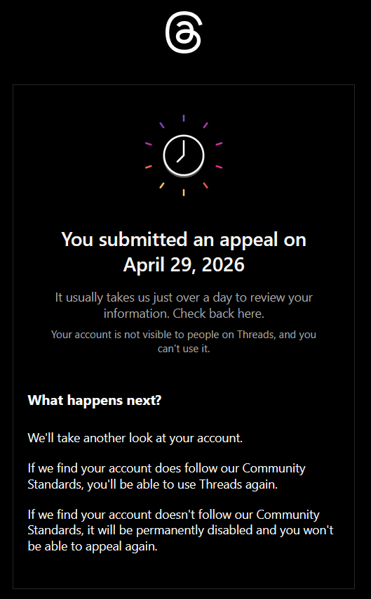 Threads appeal notification